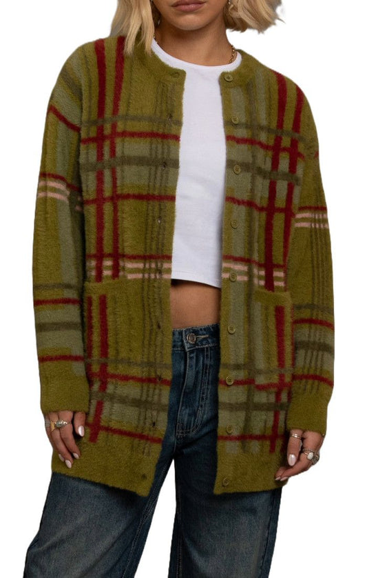 Checkered Grandad Cardigan