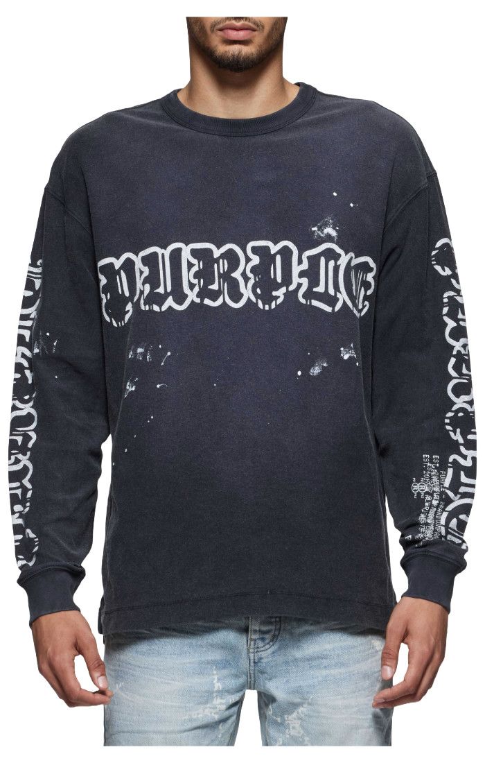 PURPLE- Worn Gothic Wordmark LS Knit
