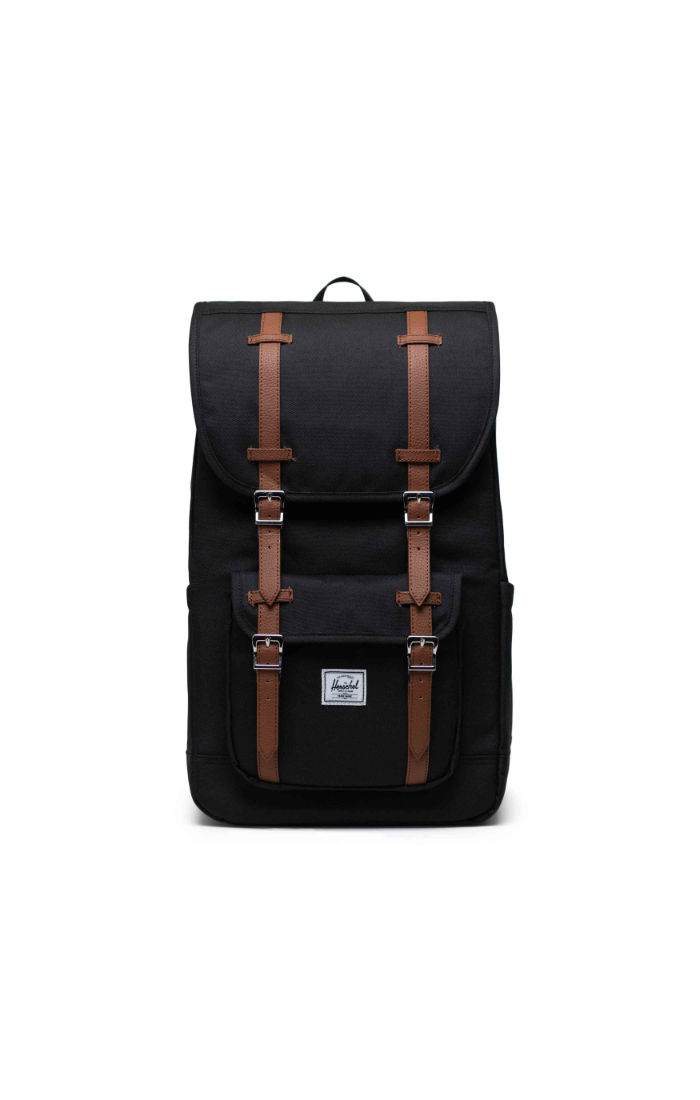 HERSCHEL- Little America Backpack (Black/Tan Leather)