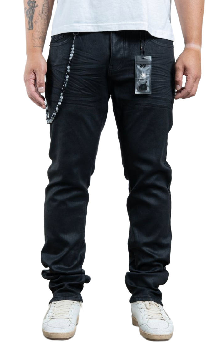 MIDNIGHT BLACK Slim Wax Denim