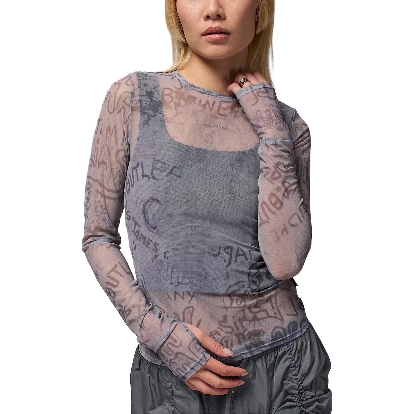Mesh LS Knit Top