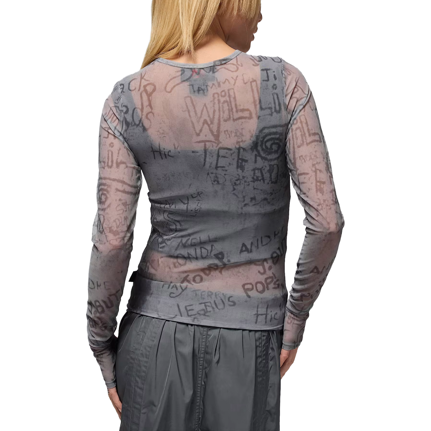 Mesh LS Knit Top