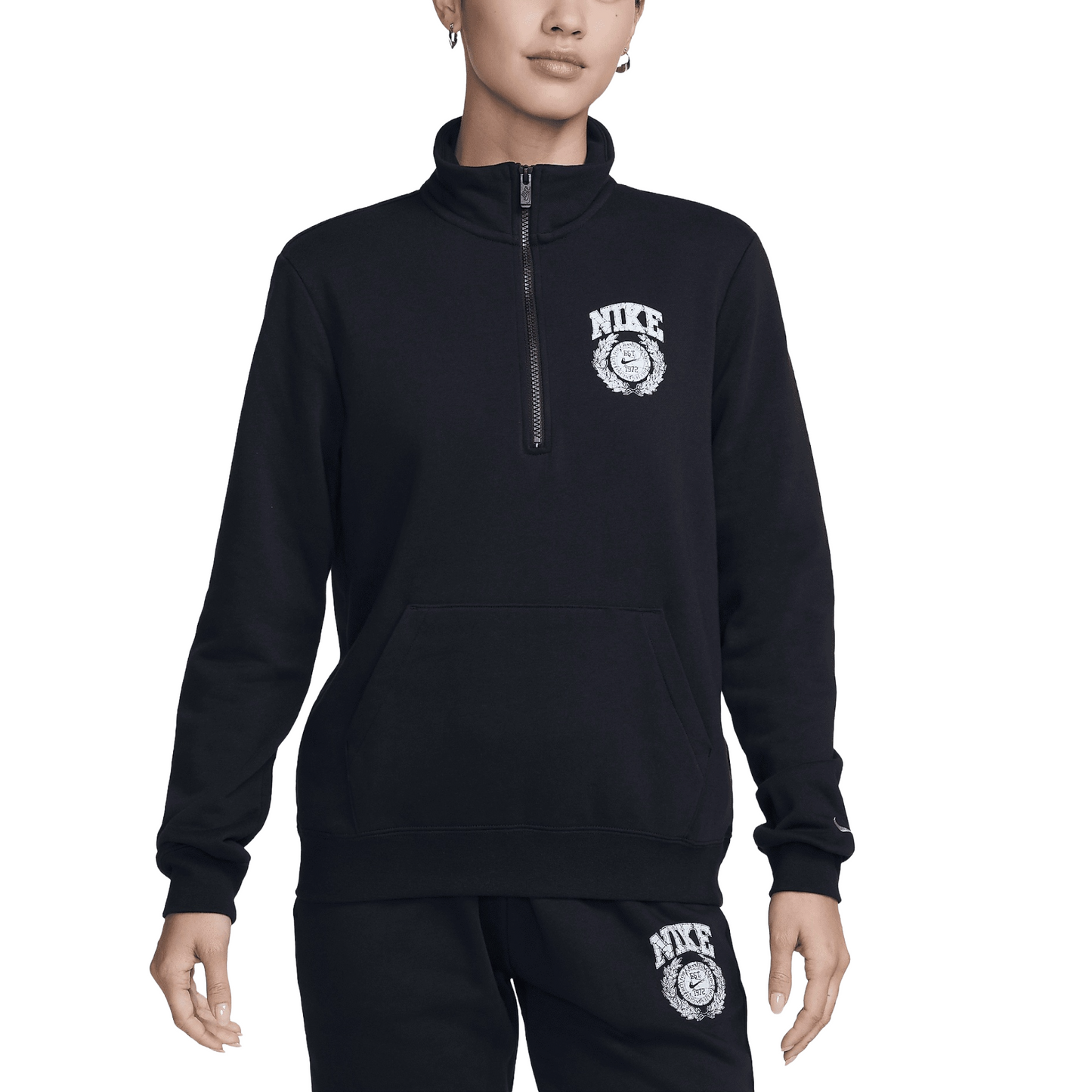 Half Zip Emblem Crewneck