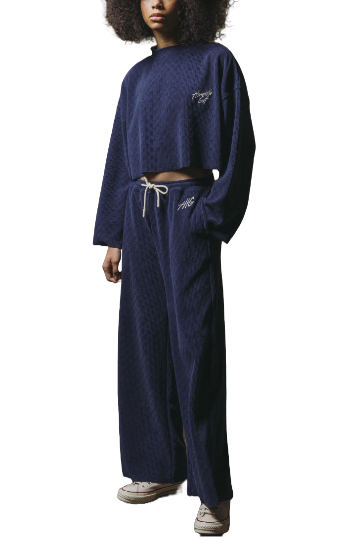 HONOR THE GIFT- Textured Wide Leg Pant (Blue)