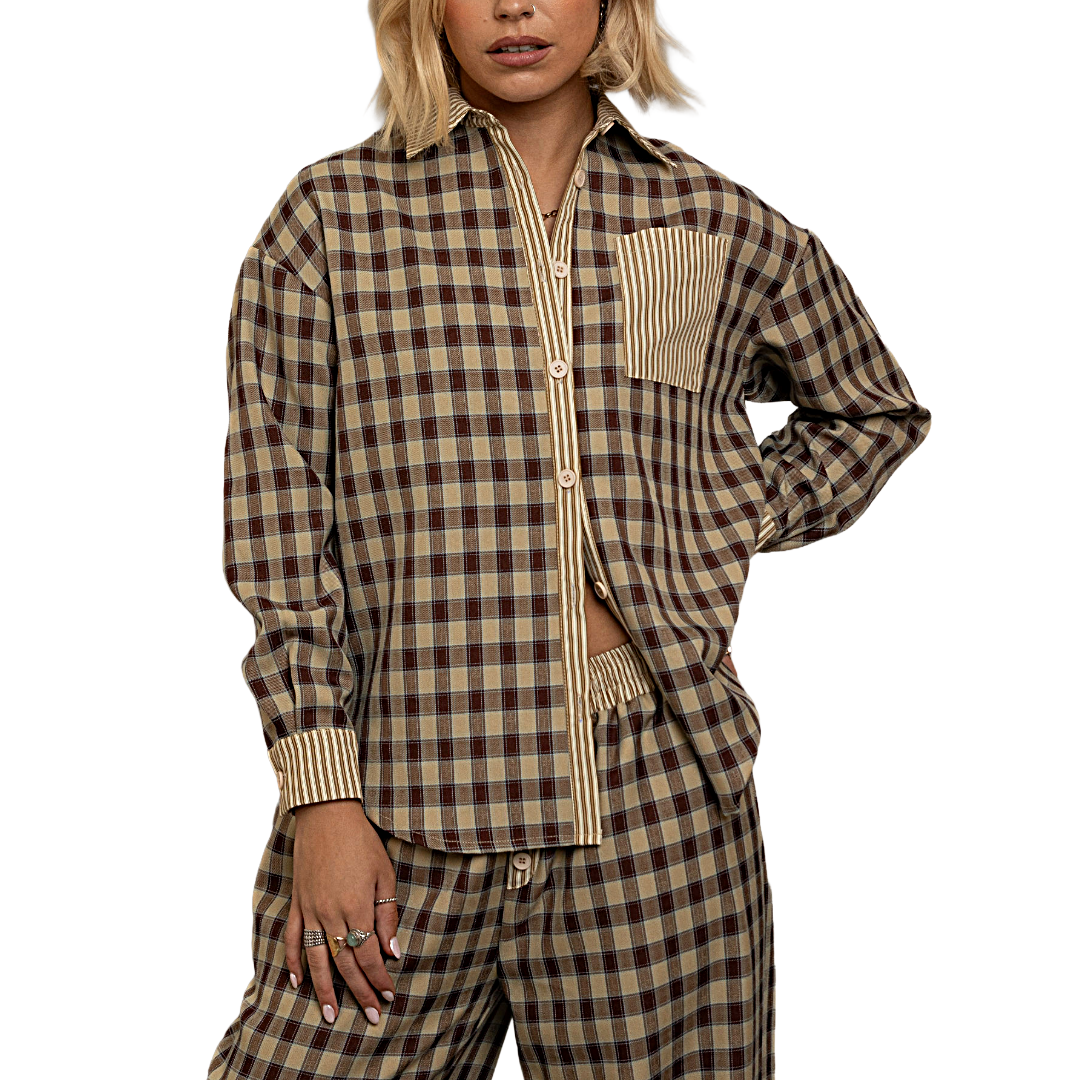 OS Checkered Knit Top