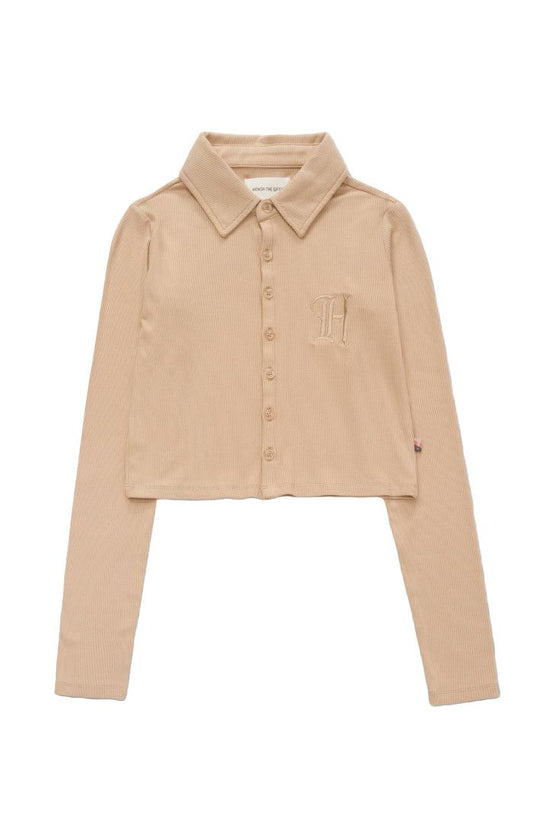 LS Button Up Knit Sand