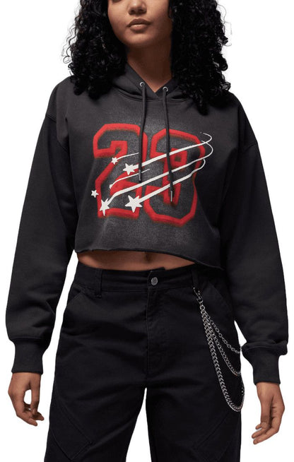 JORDAN Cropped Satin-Lined Hoodie