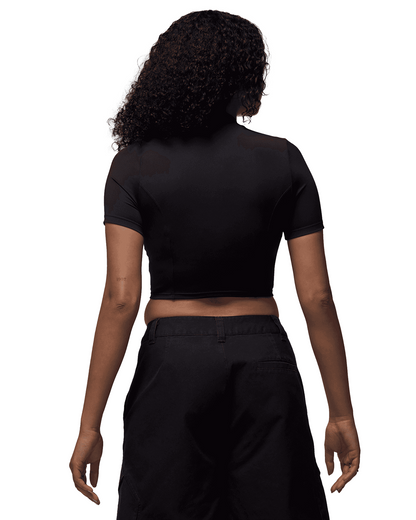 Womens Short-Sleeve Knit Crop Top