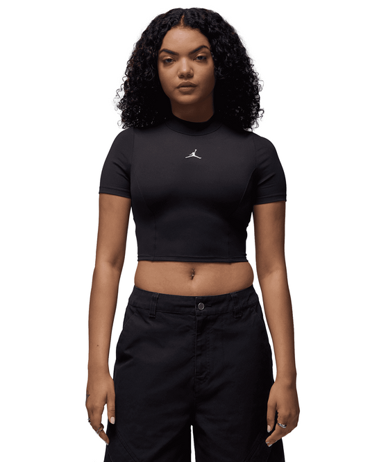 Womens Short-Sleeve Knit Crop Top
