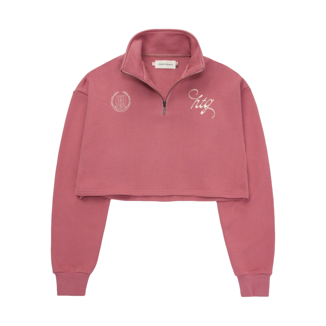 Cropped Quarter Zip Crewneck