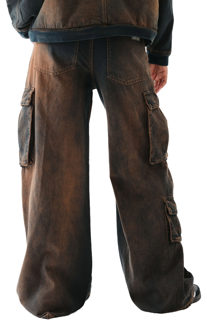 DAISY STREET- Acid Wash Low Rise Cargo Pant