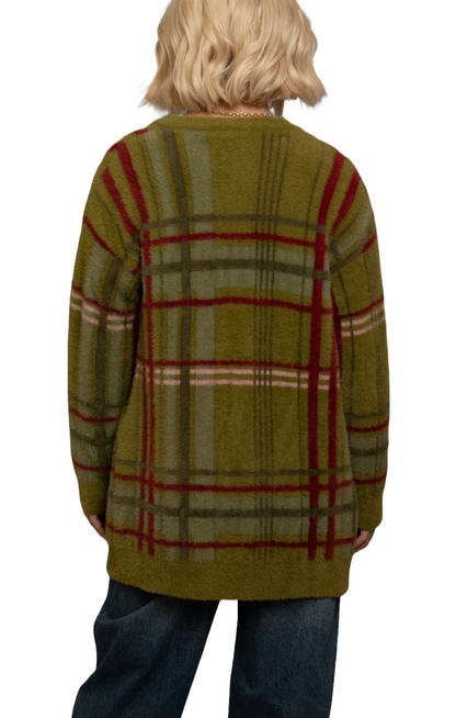 Checkered Grandad Cardigan