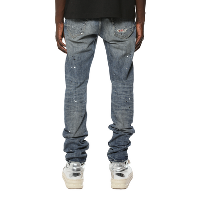 Skinny Plaid Paint Repair Denim