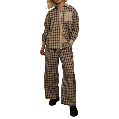 Checkered Knit Trousers